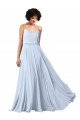 V-Neck Blouson Waist Long Chiffon Bridesmaid Dress with Straps