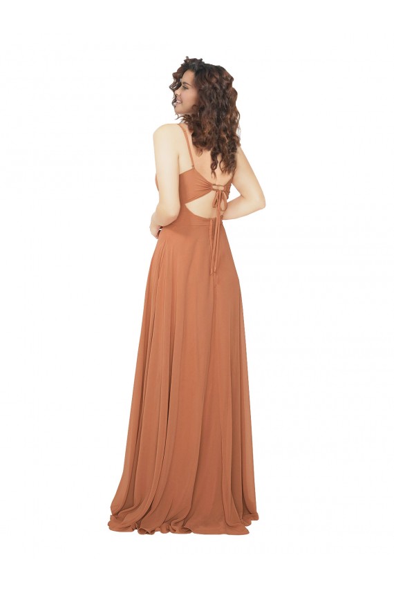 Chiffon Bridesmaid Dress with Tie Back Keyhole