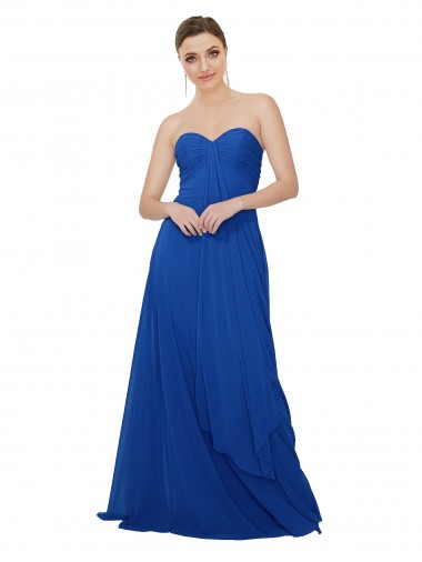 Strapless Sweetheart Draped Chiffon Bridesmaid Dress Glasgow