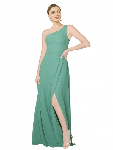 One Shoulder Asymmetric Chiffon Bridesmaid Dress with Pockets Glasgow