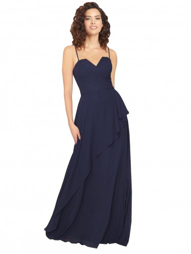 Ruffled Skirt Low Back Long Chiffon Bridesmaid Dress Glasgow