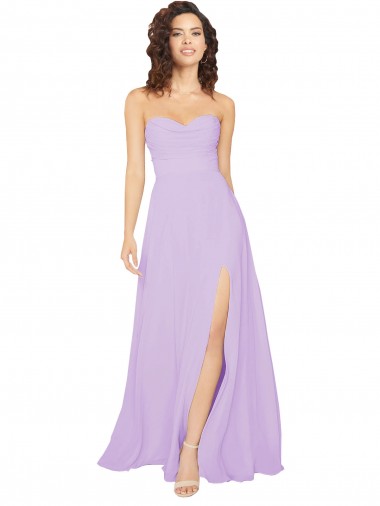Draped Sweetheart Long Chiffon Bridesmaid Dress with Front Slit Glasgow