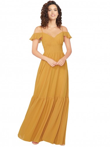Ruched Keyhole Back Boho Chiffon Bridesmaid Dress Glasgow