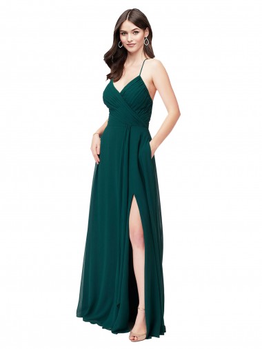 Chiffon Bridesmaid Dress with Draped Surplice Bodice Glasgow