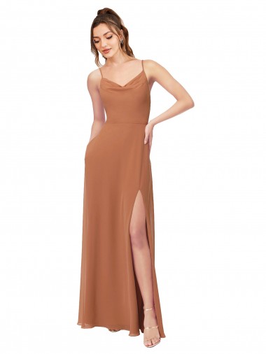 Cowl Neck Chiffon Bridesmaid Dress with Front Slit Glasgow