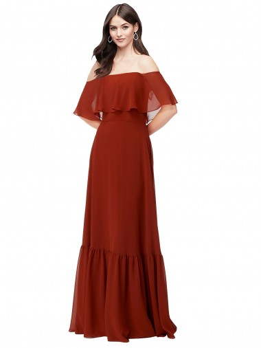 Off the Shoulder Ruffle Chiffon Bridesmaid Dress Glasgow