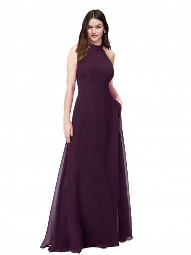 Chiffon High-Halter Bridesmaids Dress with Keyhole Back Glasgow