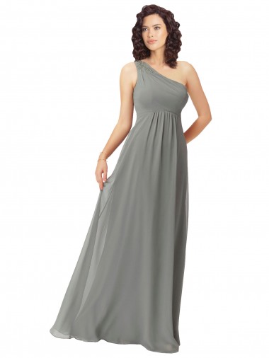 Embroidered One Shoulder Chiffon Bridesmaid Dress Glasgow
