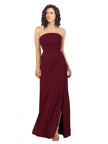 Simple Strapless Chiffon Bridesmaid Dress with Rounded Neckline Glasgow
