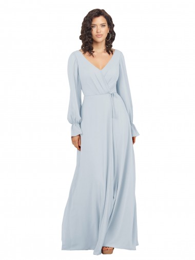 Long Sleeve Chiffon Bridesmaid Dress with Bow Detail Glasgow