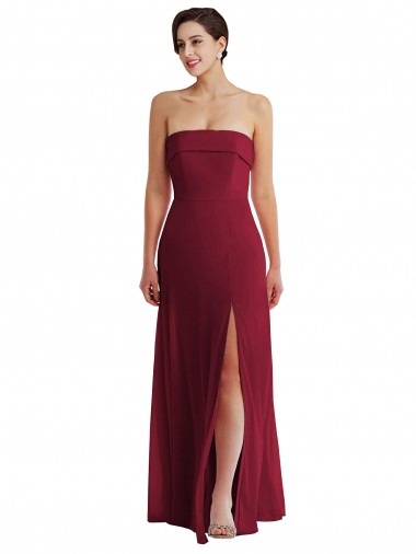Cuffed Strapless Maxi Formal Bridesmaid Dress with Front Slit Glasgow