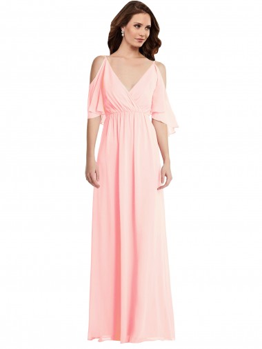 Cold Shoulder Draped Wrap Maxi Bridesmaid Dress Glasgow