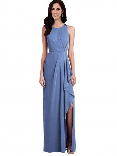 Sleeveless Chiffon Bridesmaid Dress with Draped Front Slit Glasgow