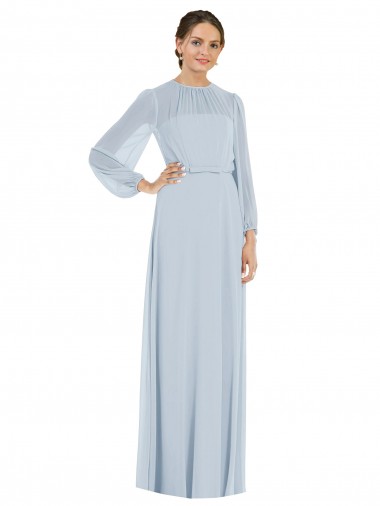 Strapless Chiffon Maxi Formal Bridesmaid Dress with Puff Sleeve Blouson Overlay Glasgow