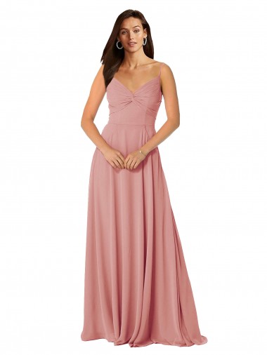 Twist-Knot V-Neck Long Chiffon Bridesmaid Dress Glasgow
