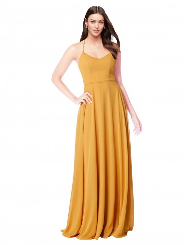 Chiffon A-Line Bridesmaid Dress with Halter Back Glasgow