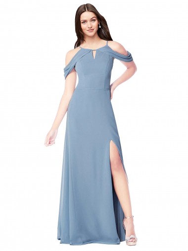 High Neck Chiffon Bridesmaid Dress with Draped Sleeves Glasgow