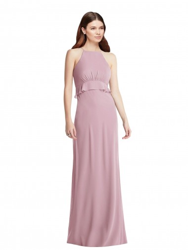 Bias Ruffle Empire Waist Halter Maxi Bridesmaid Dress Glasgow