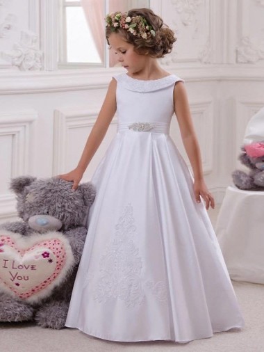 Ivory Ball Gown Bateau Floor Length Flower Girl Dress Glasgow