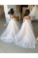 Ivory Ball Gown Sweetheart Chapel Train Long Sleeve Flower Girl Dress