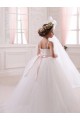 Ivory Ball Gown Sweetheart Chapel Train Sleeveless Flower Girl Dress