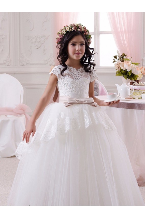 Ivory Ball Gown Sweetheart Floor Length Sleeveless Flower Girl Dress