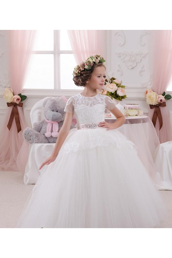 Ivory Ball Gown Sweetheart Sleeveless Long Flower Girl Dress