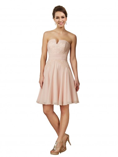 Lace and Chiffon Bridesmaid Dress / Cocktail Dress with Unique Neckline Glasgow
