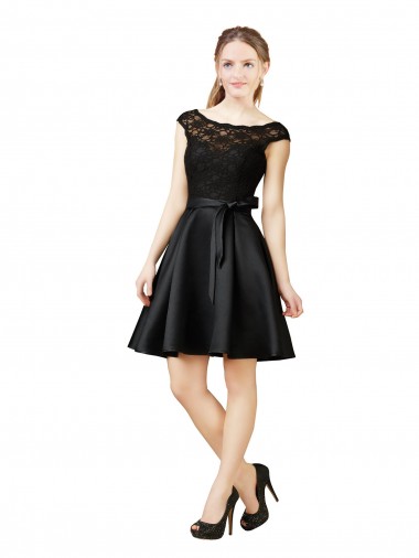 Lace and Satin Cocktail Bridesmaid Dress with V-Back Glasgow