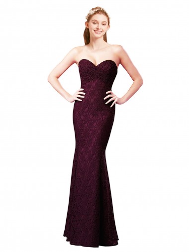 Fitted Long Lace Bridesmaid Dress with Sweetheart Neckline Glasgow