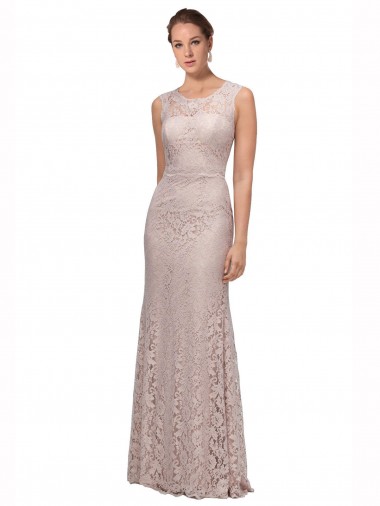 Long Sleeveless All Lace Bridesmaid Dress / Prom Dress with Scoop Neckline Glasgow