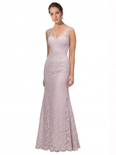 Lace V-Neckline Long Full Length Bridesmaid Dress / Prom Dress Glasgow