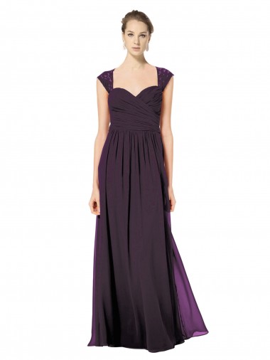 Long Chiffon Sweetheart Bridesmaid with Lace Straps and Keyhole Back Glasgow