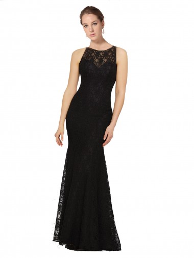 Fitted Lace Bridesmaids Dress with Jewel Neckline and Open Back Glasgow