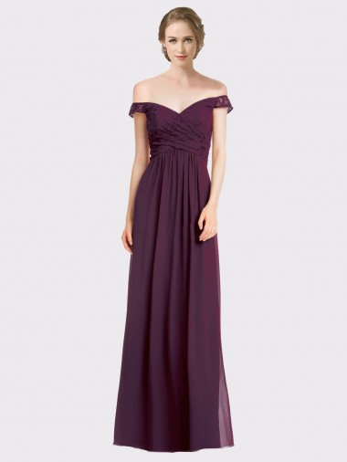 Sweetheart Long Bridesmaid Dress with Off the Shoulder Cap Sleeve Lace Bodice Glasgow