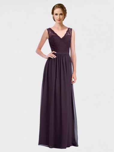 V-Neck Bridesmaid Dress with Corded Lace Bodice Glasgow
