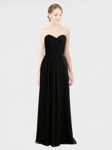 Long Strapless Lace Bodice Bridesmaid Dress with Sweetheart Neckline and Criss-Cross Pleats Glasgow