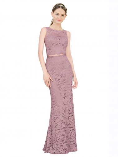 Sleeveless Crop Top High Neck Mermaid Lace Bridesmaid Dress / Prom Dress Glasgow