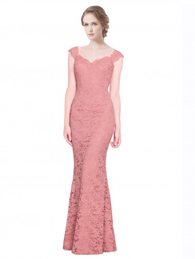 Sweetheart Mermaid Long Lace Bridesmaid Dress / Prom Dress with Wide Straps Glasgow