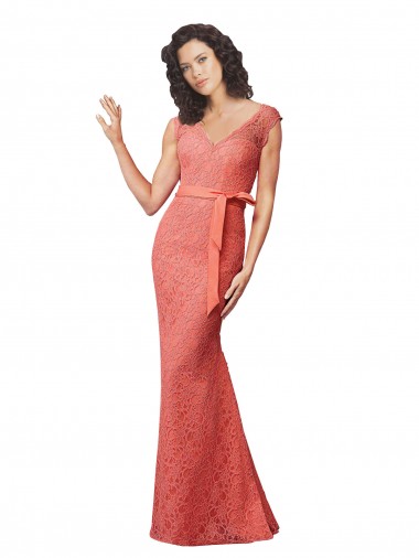 Mermaid Long V-Neck Lace Bridesmaid Dress with Open Back Glasgow