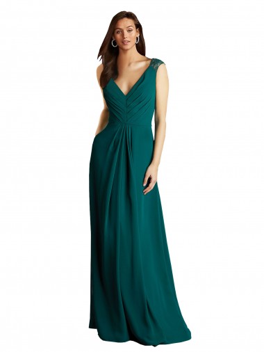 Long A-Line Lace and Chiffon Bridesmaid Dress with Open Back Glasgow
