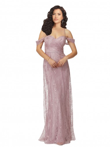 Sweetheart Chantilly Lace Bridesmaid Dress with Off the Shoulder Sleeves Glasgow