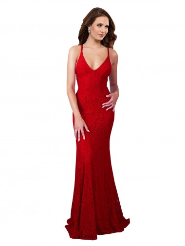 Low Back V-Neckline Floor Length Formal Lace Bridesmaid Dress / Prom Dress Glasgow