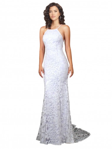 Mermaid Fitted High Neck Low Back Fishtail Wedding Dress Glasgow