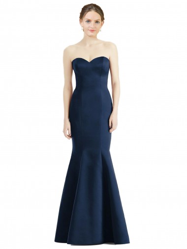 Long Mermaid Full Length Strapless Satin Bridesmaid Dress Glasgow