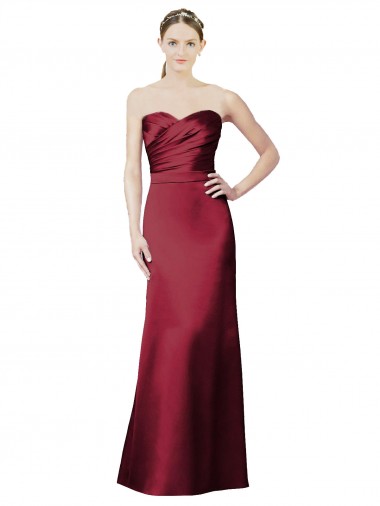 Strapless Satin Bridesmaid Dress with Asymmetrical Draped Bodice Glasgow