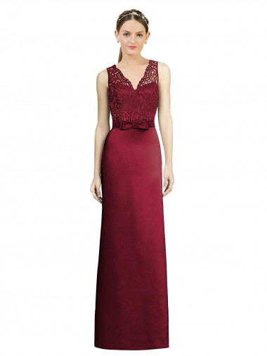 Full Length Sleeveless Satin Bridesmaid Dress with Lace Bodice Glasgow