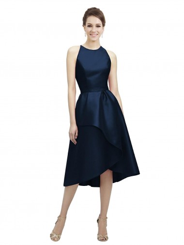 Halter Neck Short Tea Length Sleeveless Satin Bridesmaid Dress Glasgow
