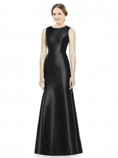 Full Length Mermaid Long Satin Bridesmaid Dress with Keyhole Back Glasgow