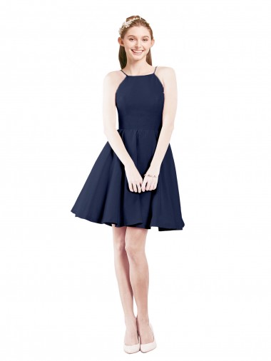 Halter Neck Short Knee Length Satin Cocktail Bridesmaid Dress Glasgow